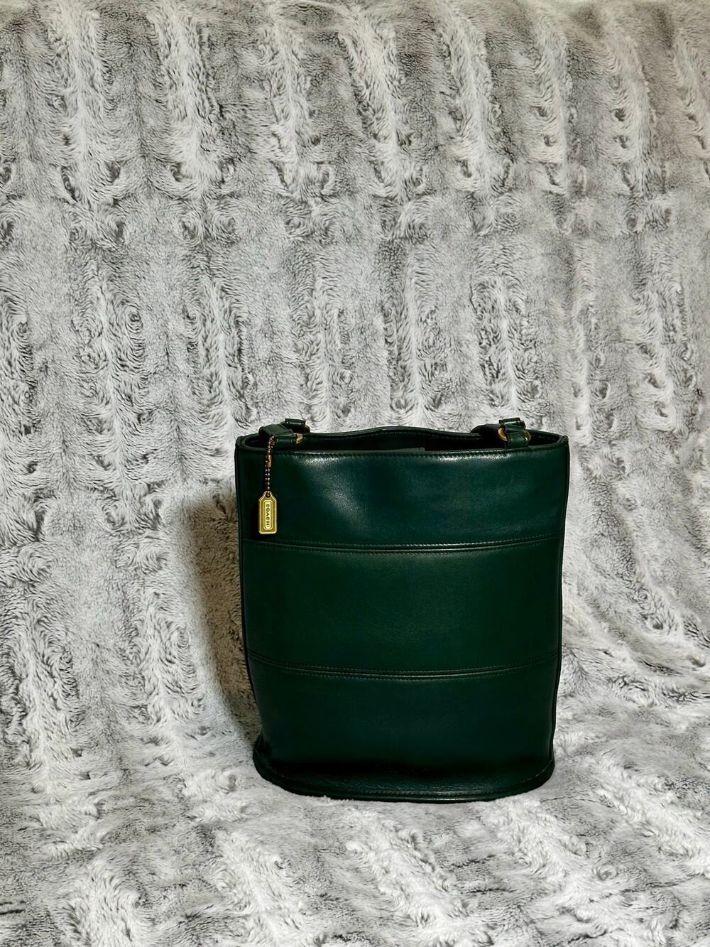 Vintage Coach Tribeca Bucket Bag 9099 Bottle Green Leather Shoulder Bag USA